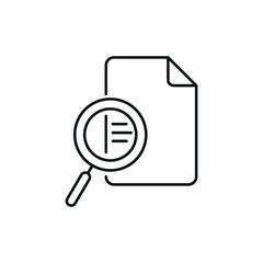 Document inspection icon. Linear design symbol with thin line and monochrome outline minimal style.