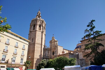 The Metropolitan Cathedral-Basilica of the Assumption of Our Lady of Valencia in the afternoon in summer