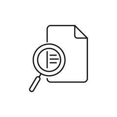 Document inspection icon. Linear design symbol with thin line and monochrome outline minimal style.
