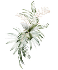 Floral composition for creating greeting cards, wedding invitations, banners on a white background