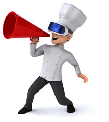 Fun 3D Illustration of a chef with a VR Helmet