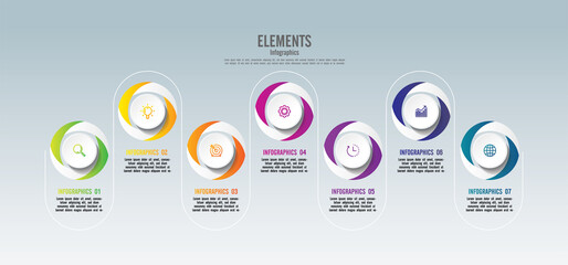 Presentation business infographic elements with 7 step