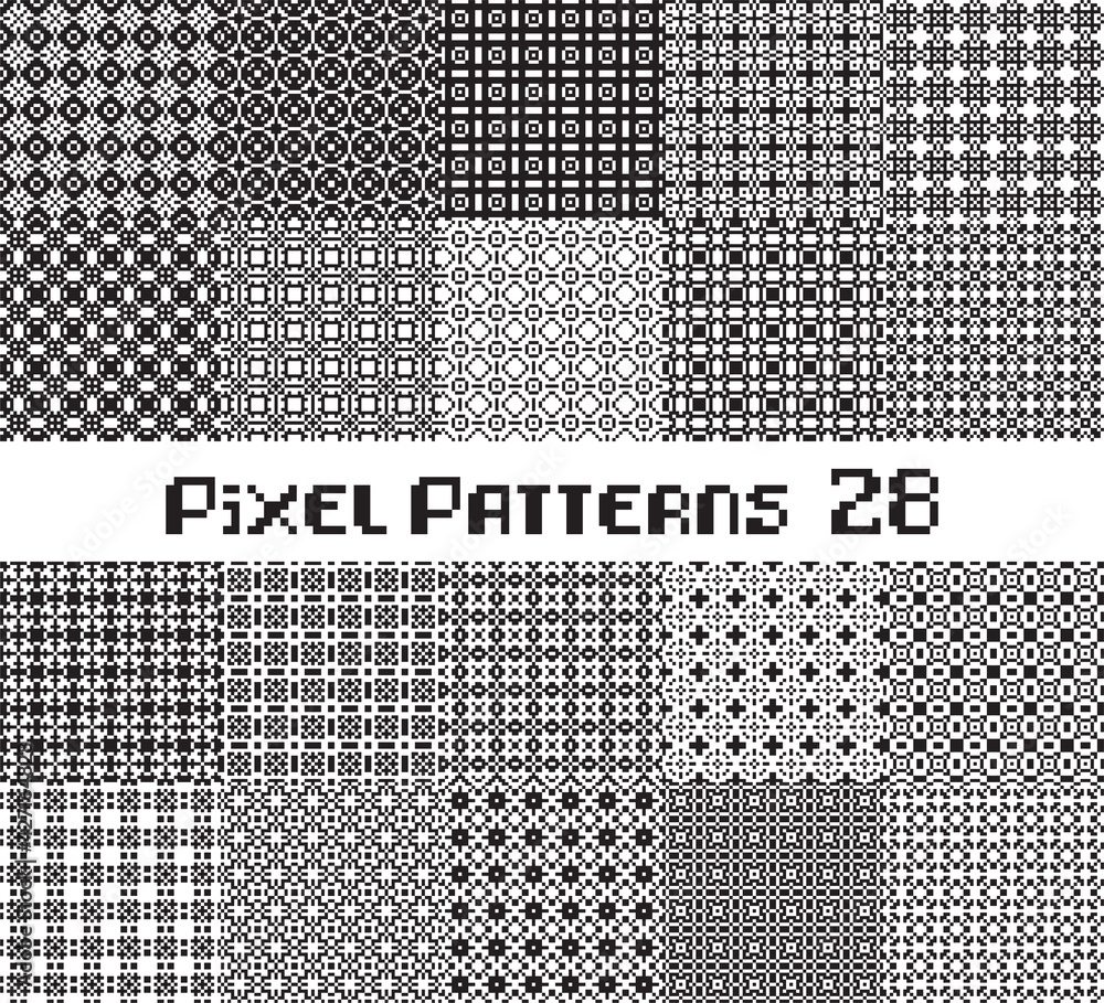 Poster abstract seamless pattern in pixel style. set geometric design background.
