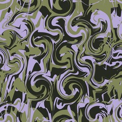 Marble pattern, paint streaks. Abstract seamless pattern. Design for printing on fabric, paper. Ink painting on water. Vector graphics.