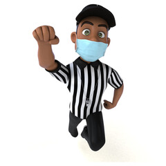 Fun 3D illustration of a black referee with a mask