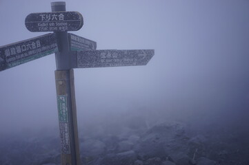 富士登山の風景、登山標識