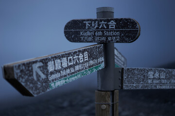 富士登山の風景、登山標識
