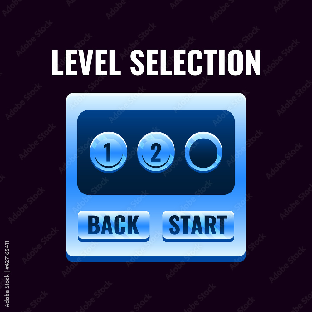Poster fantasy space game ui level selection interface. perfect for 2d games vector illustration
