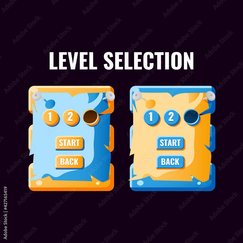 Aufkleber funny casual game ui level selection interface. perfect for 2d games vector illustration