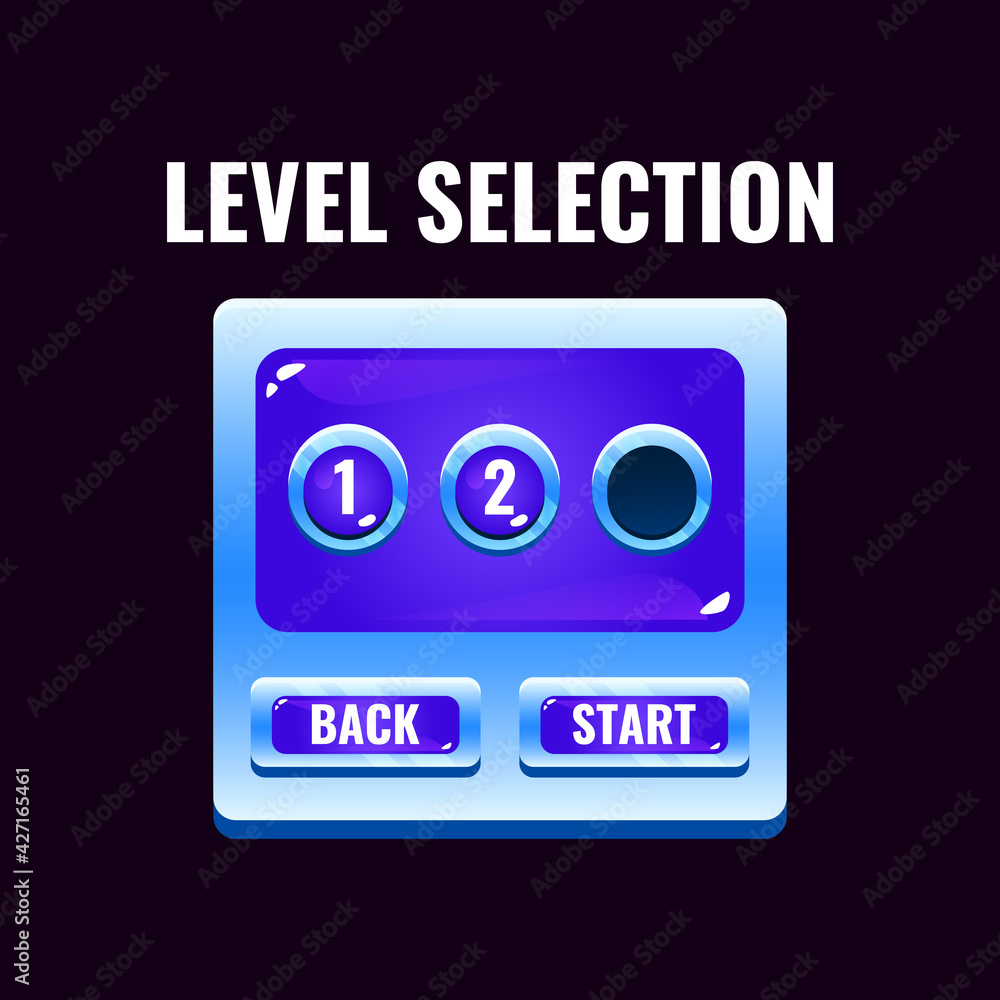 Poster space jelly game ui level selection interface. perfect for 2d games vector illustration
