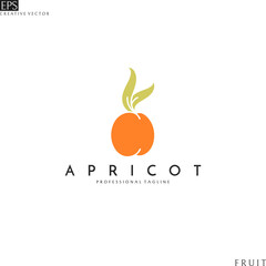 Apricot. Isolated logo template on white background. Abstract fruit