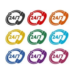 Call center service icon isolated on white background color set