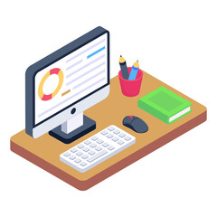 
A trendy and modern isometric icon of office 

