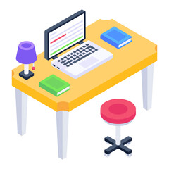 
A trendy and modern isometric icon of office 

