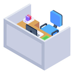
Work table isometric icon is editable and premium 

