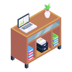 
Work table isometric icon is editable and premium 

