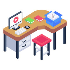 
Work table isometric icon is editable and premium 

