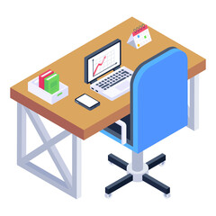 
Work table isometric icon is editable and premium 

