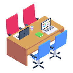 
Work table isometric icon is editable and premium 

