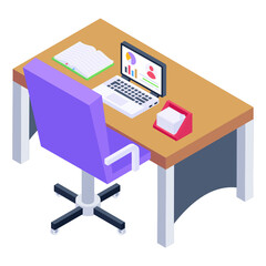 
Work table isometric icon is editable and premium 

