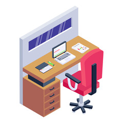 
Work table isometric icon is editable and premium 

