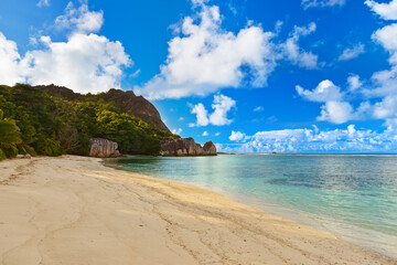 Famous beach Source d'Argent at Seychelles