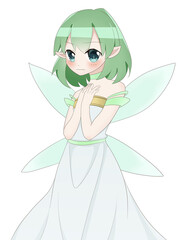 妖精　緑　照れる