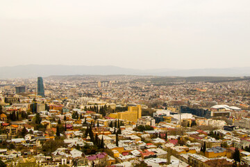 Obraz premium Tbilisi city view and cityscape, capital of Georgia, old famous architecture and building