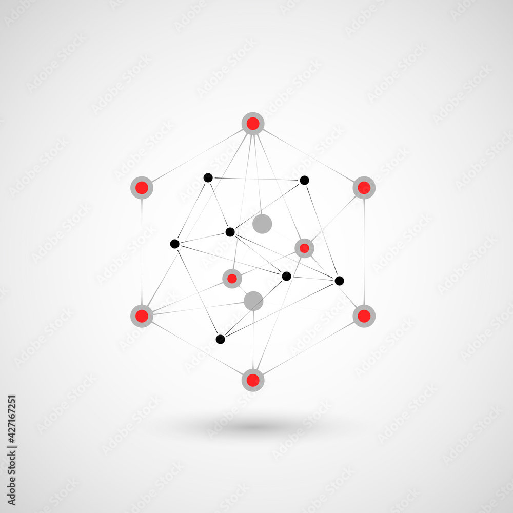Poster vector glossy hexagonal banner with plastic style for business design. vector connect dots and lines