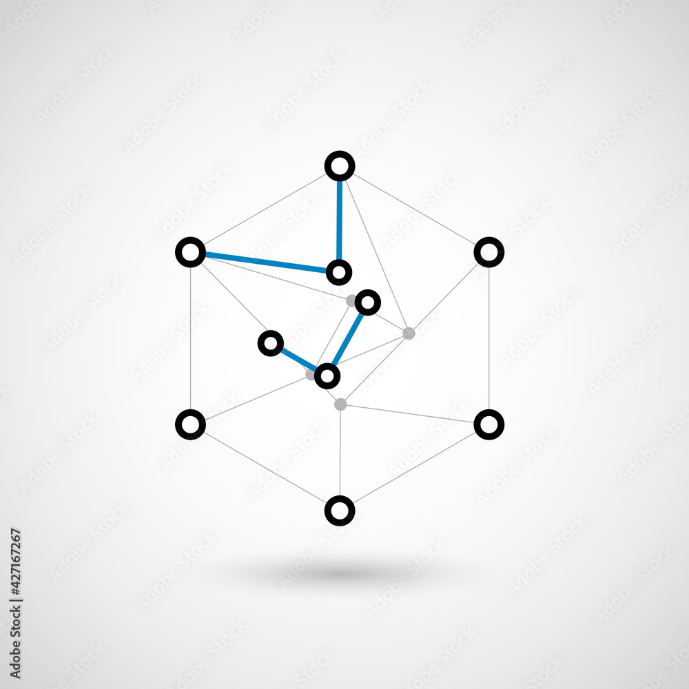 Poster vector glossy hexagonal banner with plastic style for business design. vector connect dots and lines