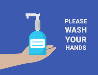 Fototapeta premium Wash your hands poster for medical design vector illustration. Hand hygiene.