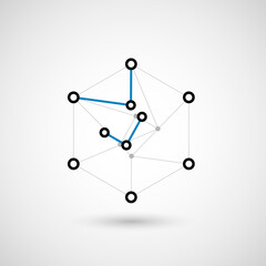 Vector glossy hexagonal banner with plastic style for business design. Vector connect dots and lines