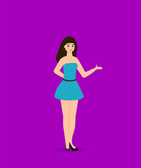 Summer holidays vector illustration with girl,flat design beach