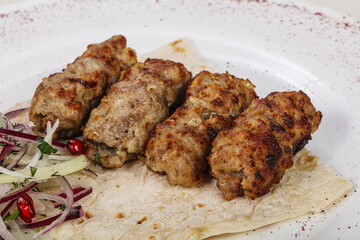 Pork kebab with minced meat