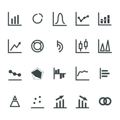 Business graph graphic icon. Linear growth chart finance vector. Statistic abstract symbol. 320x320 pixels.