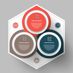 Vector circle info graphic. Template for diagram, graph, presentation and chart. Business concept with three options, parts, steps or processes. Abstract background