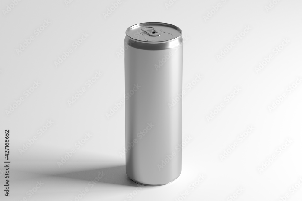 Poster mock up view of a metal can - 3d rendering