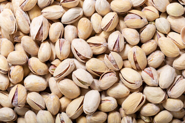 pistachios as background, top view