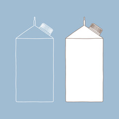 Milk box. Linear, vector realistic. Pocket milk outline