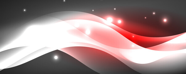 Shiny glowing neon wave, light lines abstract background. Magic energy and motion concept. Vector wallpaper template