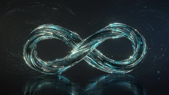 Infinity sign symbol of endless. 3D render seamless loop animation