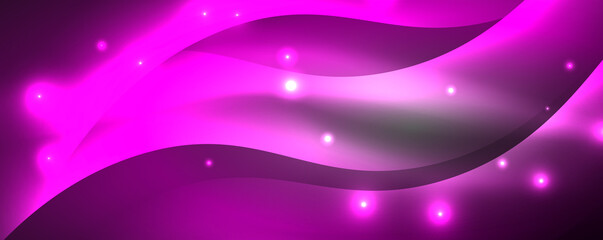 Shiny glowing neon wave, light lines abstract background. Magic energy and motion concept. Vector wallpaper template