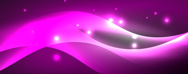 Shiny glowing neon wave, light lines abstract background. Magic energy and motion concept. Vector wallpaper template