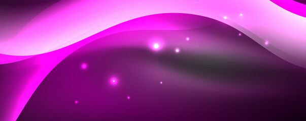 Shiny glowing neon wave, light lines abstract background. Magic energy and motion concept. Vector wallpaper template