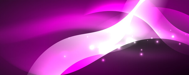 Shiny glowing neon wave, light lines abstract background. Magic energy and motion concept. Vector wallpaper template