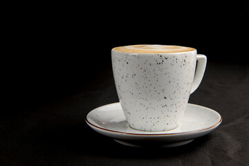 Coffee espresso over black background. Coffee time, isolated on black.