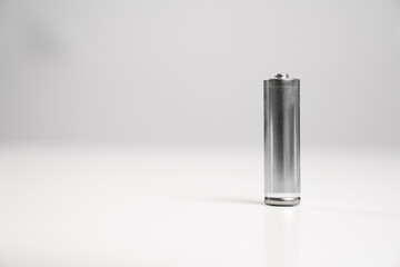 18650 Li-ion silver battery salt and alkaline GP R6 on a white background. disposable and...