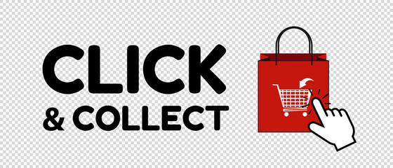 Click And Collect Shopping Concept - Vector Illustration Isolated On Transparent Background