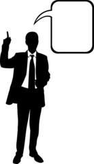 silhouette of businessman with speech bubble - 427172420