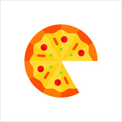 Pizza Flat Icon Logo Illustration Vector Isolated. Italian Food, Pasta, and Restaurant Icon-Set. Suitable for Web Design, Logo, App, and Upscale Your Business.